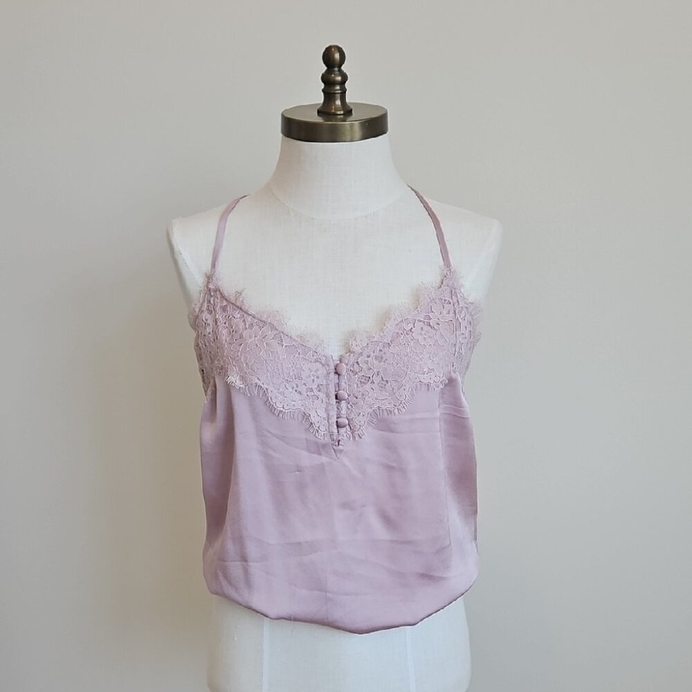 Abercrombie & Fitch Pink Mauve Lace Trim Cami Bodysuit